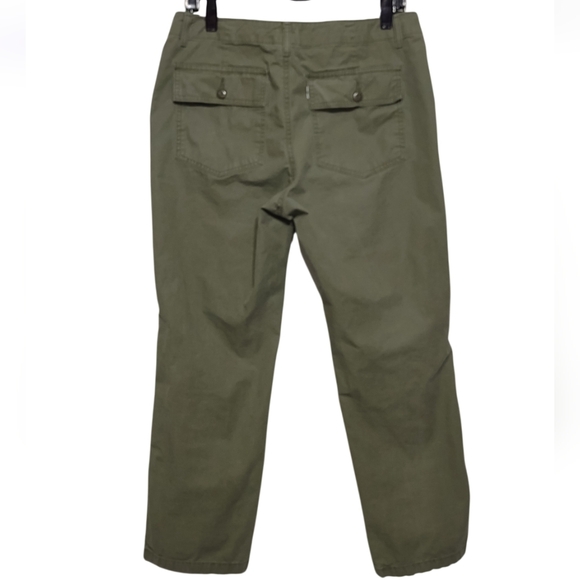 Levis Utility Chino Pants Olive Army Green Size 29 Back Flap Pockets - Picture 9 of 15